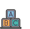 Childcare Costs Icon - A B C stacked blocks